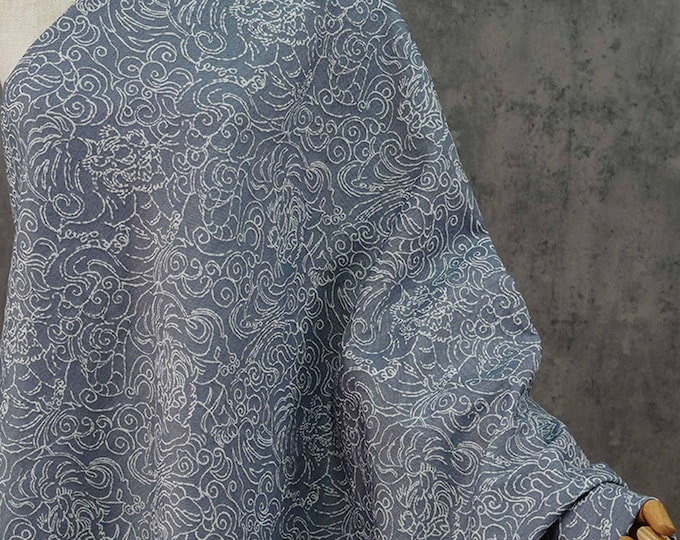 Cotton blended, Textile Symphony of Jacquard, 3D Denim Jean Cotton in a reverse design Creation, 52", Upholstery, Quilting, Sewing, drapery