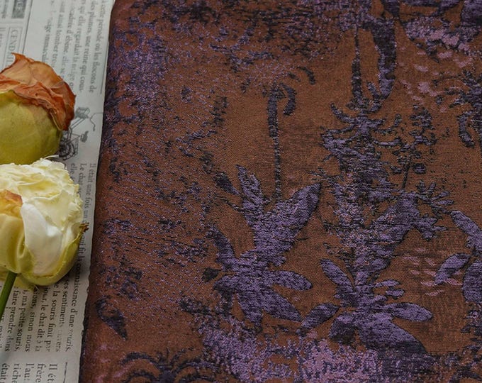 Vintage Embossed Jacquard Fabric – Tropical Rainforest Leaf Pattern for Upholstery, Curtains & Clothing, 55"Wide