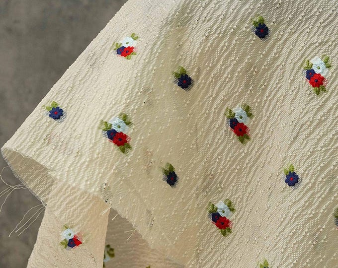 Three-color small floral embossed jacquard see-through fabric, designer fabric, Upholstery, curtain, Sewing, doll making fabric, 53"W