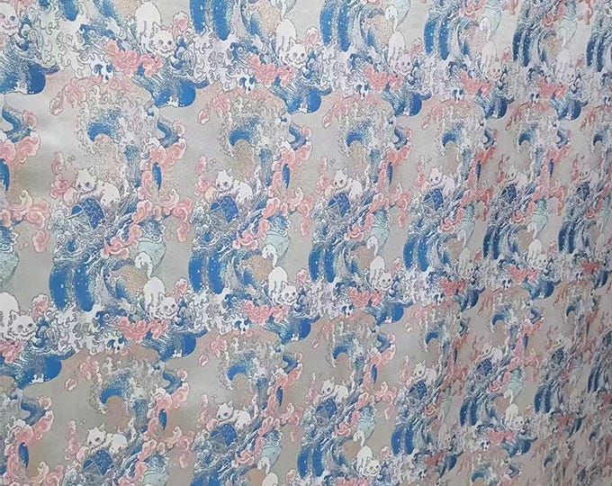 Sailing Cat Luxury Jacquard Fabric – Woven Metallic Gold Yarn, Designer Textured Fabric for Couture & Home Décor, 56" Wide