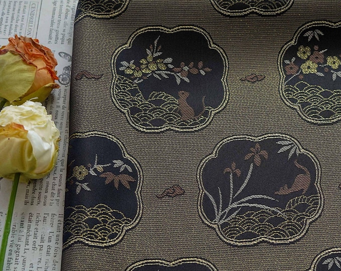 Traditional Song Brocade Jacquard Hanfu Fabric – Elegant Chinese Textile, 56" Wide