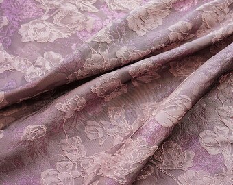Embossed Gold Silk Peony Embroidery Fabric for Dress & Bridal Decoration, Luxury Floral Wedding Couture Material, 58"Wide