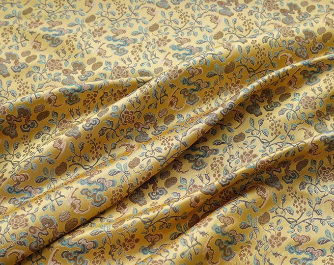 59"W Song Brocade Chinese Fu cloud Silk Brocade, Emperor Tibetan robe, cheongsam, sewing, Upholstery, Quilting and drapery fabric