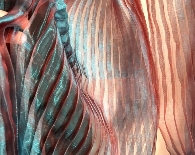 Shiny Mermaid folded water reflective organza fabric, 57" W Designer Fabric, Wedding, Gowns, Crafts, Events, Stiff shape and Texture fabric