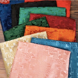Japanese Nishijin Ori Fabric, Plain plaid Traditional Japanese Wedding Jacquard silk brocade by the meter, 59“ Width On SALE, 10 colors