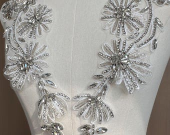 Luxury Soft Embroidered Lace Trim, beading – Bridal Wedding dress, By Yard, sequins wedding dress, headwear, shoes, DIY, veil accessories