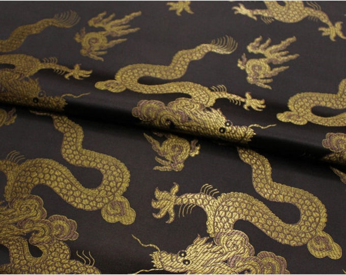 Chinese dragon robe, cheongsam, Tibetan robe, spinning Fabric, silk, satin, and brocade, 29.5"W, Upholstery and Sewing fabric, 2 colors