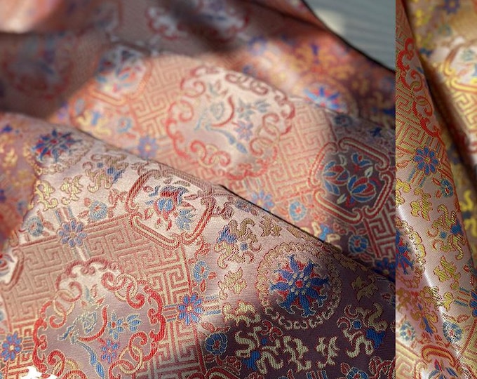 Chinese Brocade Fabric | Window Motif Jacquard, Hanfu Cheongsam Material