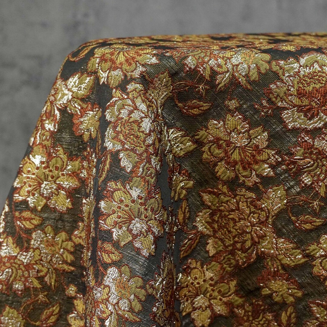 European Embossed Floral Gold Thread Jacquard Fabric – Luxury Brocade ...