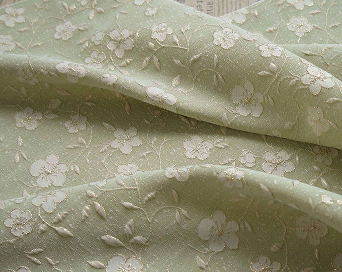 Reversible jacquard woven fabric, gold thread floral flower pattern with embossed effects, Upholstery, Sewing DIY fabric, 56"W By 1 yard