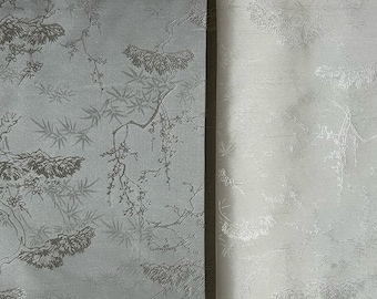 White pine tree - Faux Silk Brocade Jacquard Fabric, Upholstery, Decor, Costume, Curtain, bag, Sewing, DIY /Fabric by 1 meter, 59" W