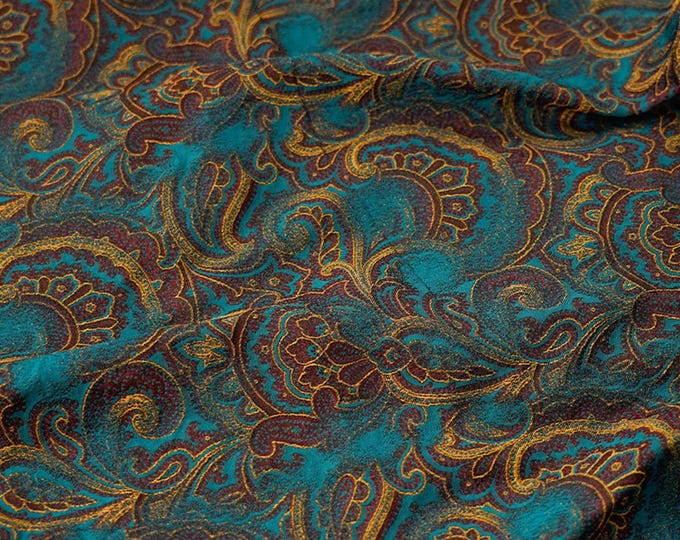 Bright colors Lurex woven jacquard, Vintage Lake blue color, Upholstery, Prom dress, Quilting, drapery, Sewing/ fabric, 62"W By 1 Meter