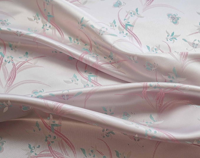 59"W Chinese gorgeous Hanging orchid tapestry satin silk brocade, jacquard damask fabric, Upholstery, Decor, Costume, quilting/by the meter