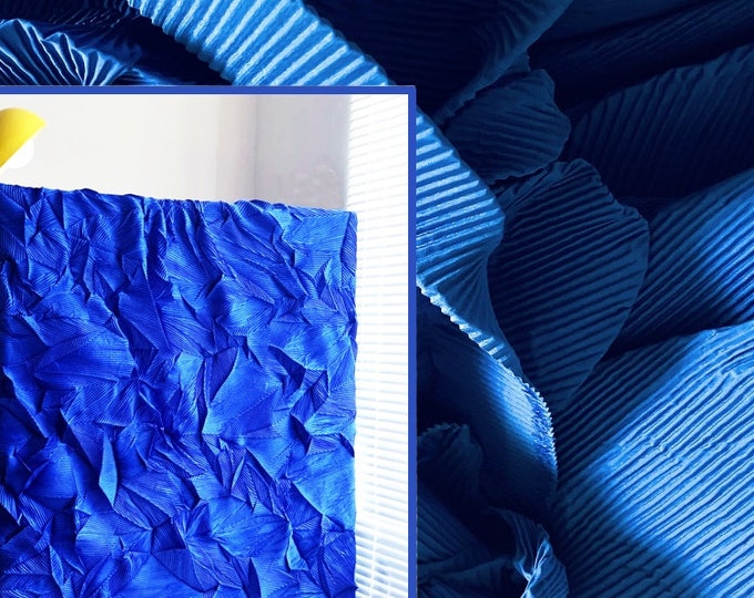 59"W Crepe Paper Pleated Stiff Wedding Fabric, Creative handmade DIY Designer Fabric, 8 Solid colors to choose, Upholstery, Decor, Costume