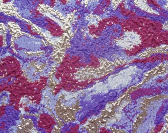 Wave Pattern Jacquard Fabric: Gold & Silver Thread, Textured Dress Material (59")