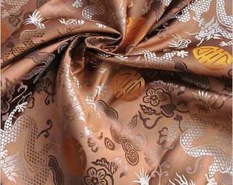 Tela brocada de dragón chino: rayón multicolor, 75 cm de ancho, para tapicería y costura