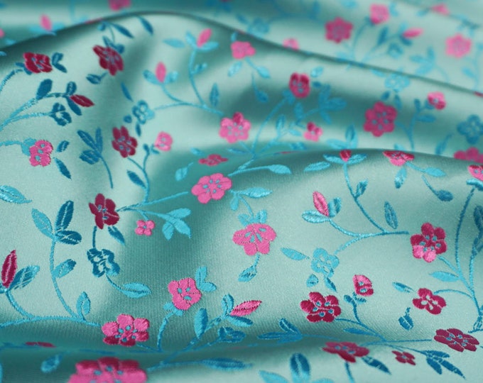 Tangled small delicate flowers silk brocade, Wedding Fabric, 45"W Chinese Silk Fabric By 1 Meter on SALE