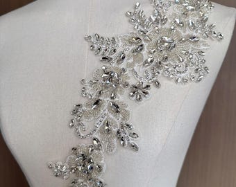 Luxury Soft Embroidered Lace Trim, rhinestones – Bridal Wedding dress, By Yard, sequins wedding dress, headwear, shoes, DIY, veil accessory