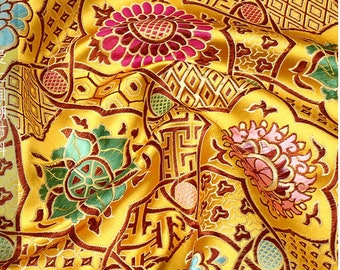 29.5"W Auspicious Gem flower pattern, Thangka Embroidered Colorful fabric, Buddhist Upholstery, Quilting and Sewing Brocade Fabric, 6 colors