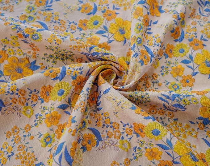 French Floral Jacquard Fabric: Upholstery & Costume Sewing, 55" Wide
