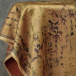 Tessuto in raso di seta con poesia antica cinese da 59" di larghezza, tappezzeria, arredamento, costumi, tende, borse, cucito, tendaggi, fai da te, cheongsam, abito/tessuto