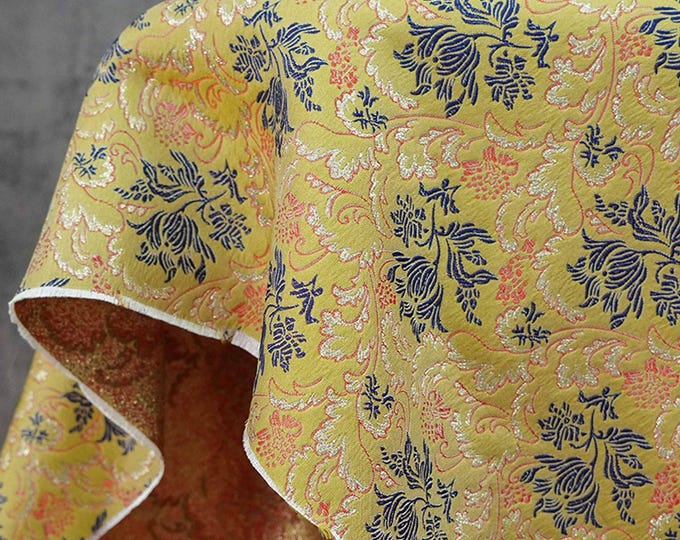 Gold Jacquard Floral Fabric: Upholstery, Costume, & DIY Sewing (By The Meter, 63"W )