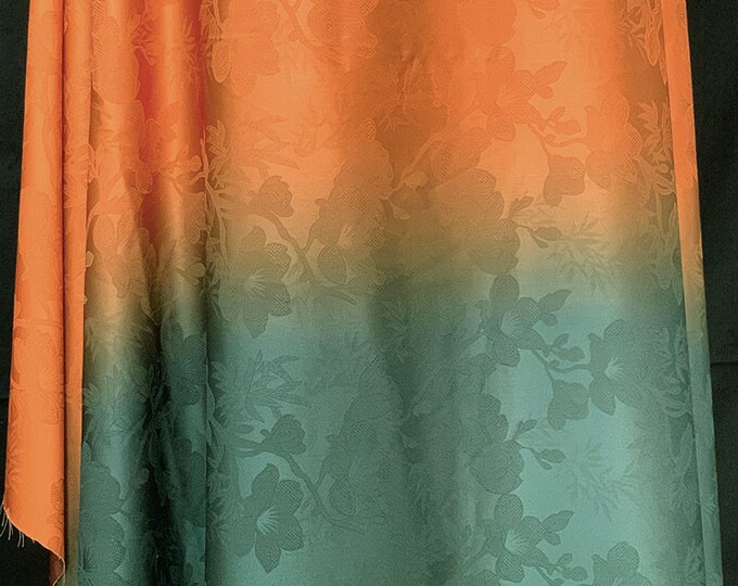 55"W Gradient flower dill botanical print fabric, Scarf, Upholstery, Decor, Costume, Curtain, Handbag, Sewing/Fabric by the meter