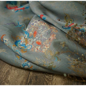 100% tkanina ramia Dunhuang Murals na odzież i tekstylia domowe, 55" szer., tapicerka, kostium, zasłona, torba, szycie, szalik/tkanina na metry