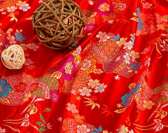 59” Width Chinese Fabric, hydrangea Jacquard silk brocade fabric, Upholstery, Decor, Costume, DIY, bag, Sewing, Doll making/Fabric by 1meter