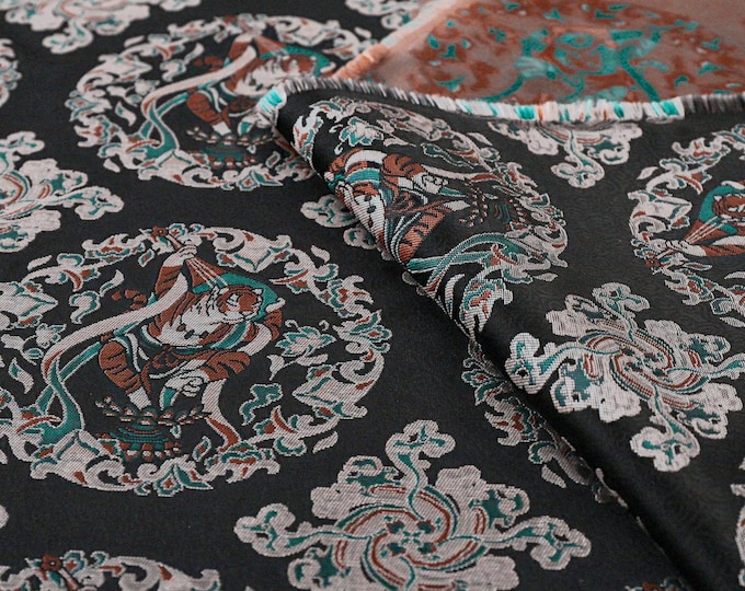 59"W Song Brocade rose red Chinese Zodiac Silk Brocade, Emperor Tibetan robe, cheongsam, sewing, Upholstery, Quilting and drapery fabric