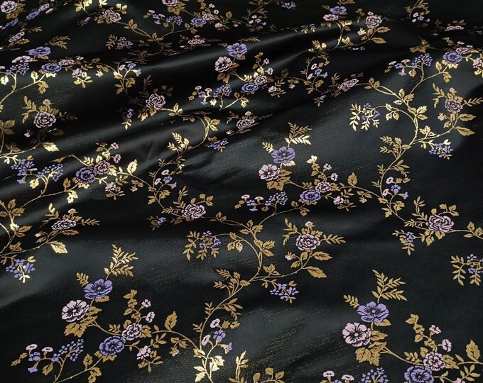 Chinese Traditional Silky Brocade foil flower Fabric, 66"W, Upholstery, Decor, Costume, Curtain, Handbag, Sewing, Cheongsam/Fabric by 1meter