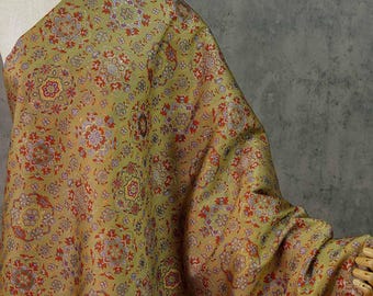 Gold Thread Jacquard Fabric: Dunhuang Woven Embossed Material, 59"W