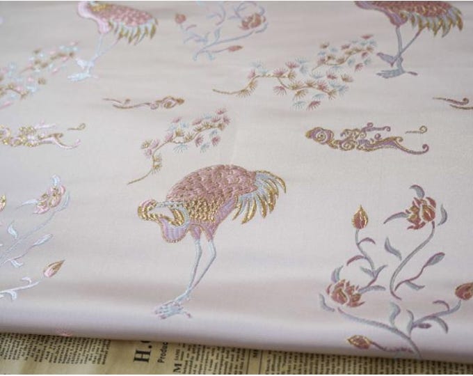 57"W Metallic Brocade Fabric Damask Jacquard Satin Fabric, Crane Fabrics, Upholstery, Quilting and Sewing fabric, Sofa Curtain by the yard