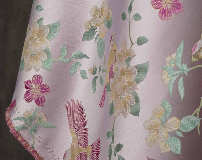 Gold thread jacquard fabric, 3D Cloisonne texture, designer fabric, Upholstery, Decor, Sewing, Bag, DIY, Costume / fabric, 56" W By 1 Meter