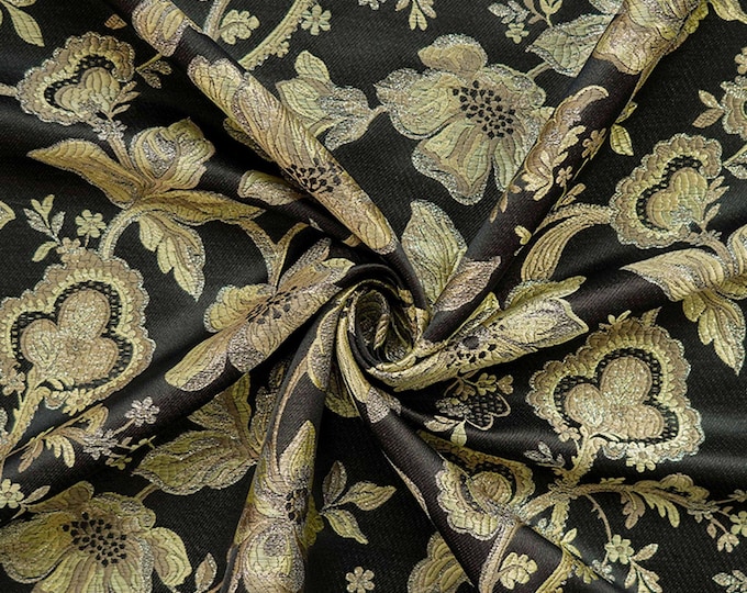 Gold thread jacquard fabric, Vintage Palace 3D designer fabric, Prom, Sewing, drapery, Decor, Quilting, DIY, Handbag fabric, 60"W By 1 Meter