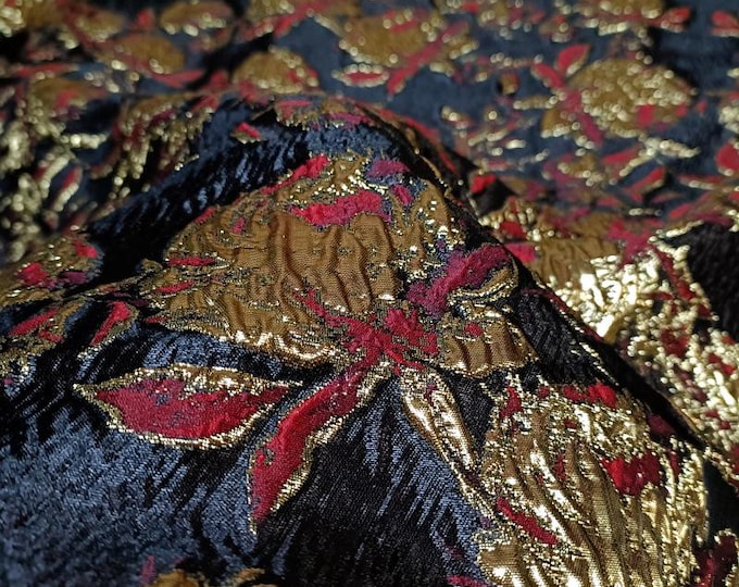 Vintage gold thread woven jacquard, 3D Gold shimmering embossed fabric, Upholstery, Decor, Costume, Handbag, Sewing/Fabric by 1 meter, 55"W