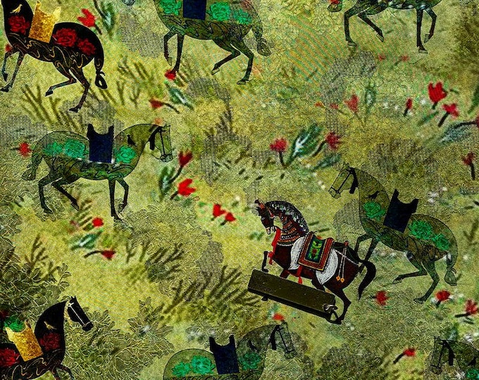 Galloping Horse Jacquard Xiangyun Silk – 100% Rayon Brocade Fabric, 59"Wide