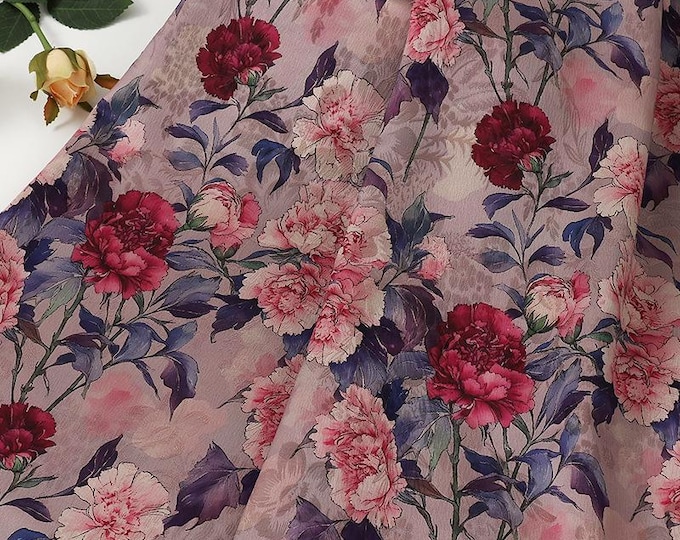 Satin Jacquard Fabric: 59"W Digital Print Tea Silk - Upholstery, Costume, Drapery