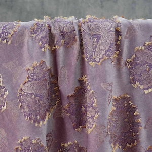 Lavendelfärgad fjärilsfärgad Devore Burnout-tyg, måttbeställd | Rayon blommig medaljongsammet, utskärning, Couture Sewing