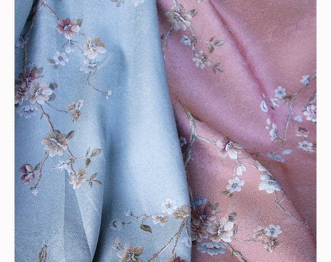 Chinese Embroidery Jacquard Fabric, Lifelike flower pattern Jacquard, 57“W 2 colors, Upholstery, Decor, Costume, Curtain, Sewing/Fabric