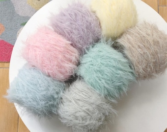 Handmade Mink Velvet Yarn Ball – Fine Wool & Hand-Mixed Wool Blend, Long Hair Imitation Mink Velvet Crochet Thread for DIY, Scarf Making
