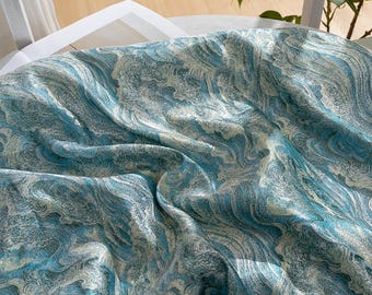 Ocean Waves Silk Rayon Brocade Fabric: 59" Wide Sewing Material