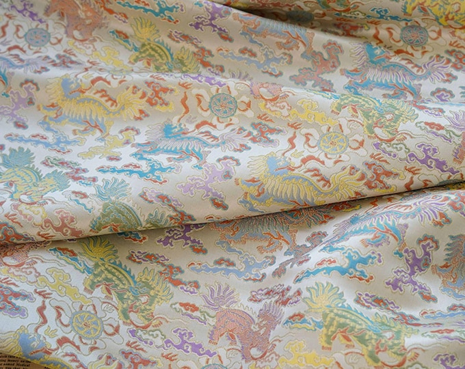 Chinese Kirin & Cloud Jacquard Brocade Fabric, Upholstery, Decor, Costume, Curtain, Handbag, Sewing, Quilting, drapery/Fabric by the meter