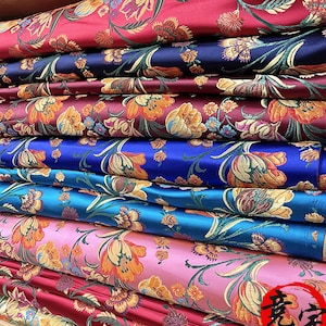 29.5 « Large tulipe chinoise et rhododendron tissu brocart fait à la main, 7 couleurs cheongsam Qipao tissu, Quilting Couture Poupées Bricolage Tissu en VENTE