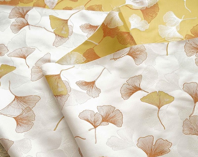 Ginkgo Leaf Jacquard Fabric: Soft Polyester Upholstery & Costume DIY