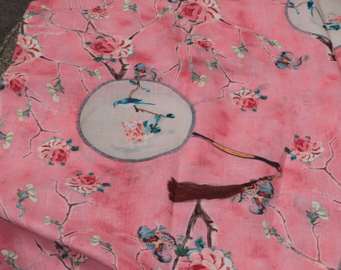 Tuanxi Asian Chinese Traditional Style, 55"W, Premium Quality natural and pure Linen Fabric, Home Decor, Upholstery, Scarf and Sewing Fabric