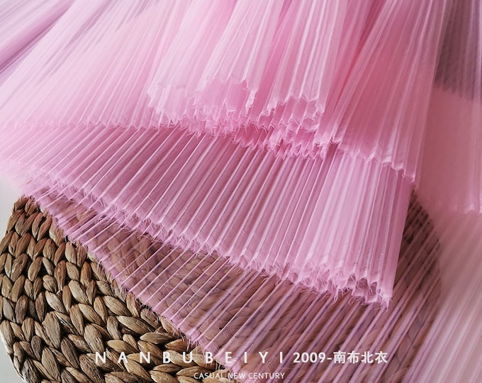 Pleated Hard Yarn Pleated Organza Fabric, 59" Wide 7 Colors Designer Fabric, Wedding, Gowns, Crafts, Events, Stiff shape and Texture fabric