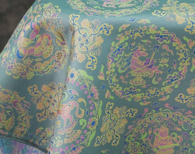 55" Song Brocade, peony flower pattern Brocade, Emperor Tibetan, Upholstery, Decor, Costume, Curtain, Handbag, Sewing/Fabric by the meter