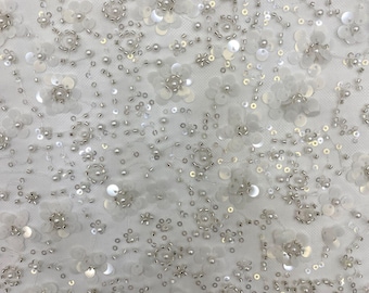 50"W Colorful Sequin Mesh Lace Embroidered Fabric for Skirt, Shirt, Evening Prom Dress & wedding, see-through Soft Creative Fabric