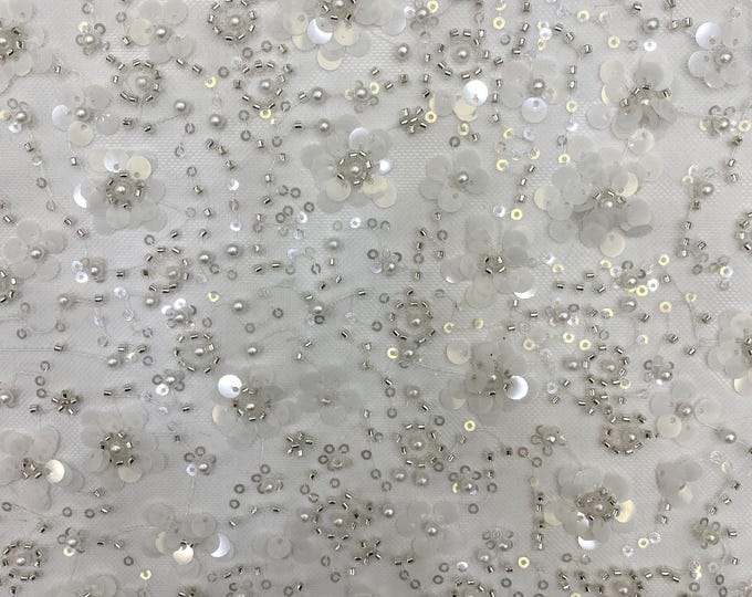 50"W Colorful Sequin Mesh Lace Embroidered Fabric for Skirt, Shirt, Evening Prom Dress & wedding, see-through Soft Creative Fabric